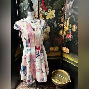 Floral Print Cap Sleeve Dress